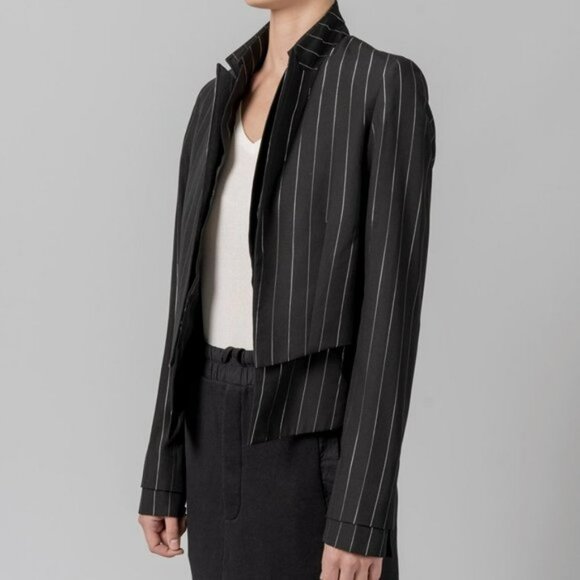 RtA Stella Double Layer Striped Blazer In Black Silver Stripe Sz M NEW WITH TAGS - Picture 2 of 9